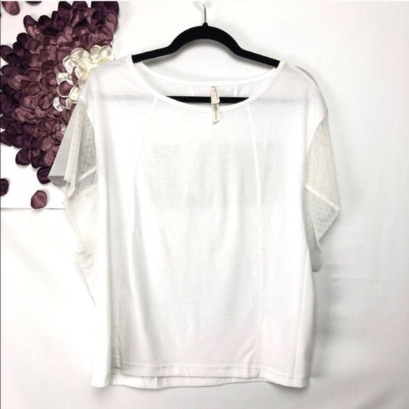 Free People White Mesh Oversized WILD Graphic Tee - Picture 5 of 7